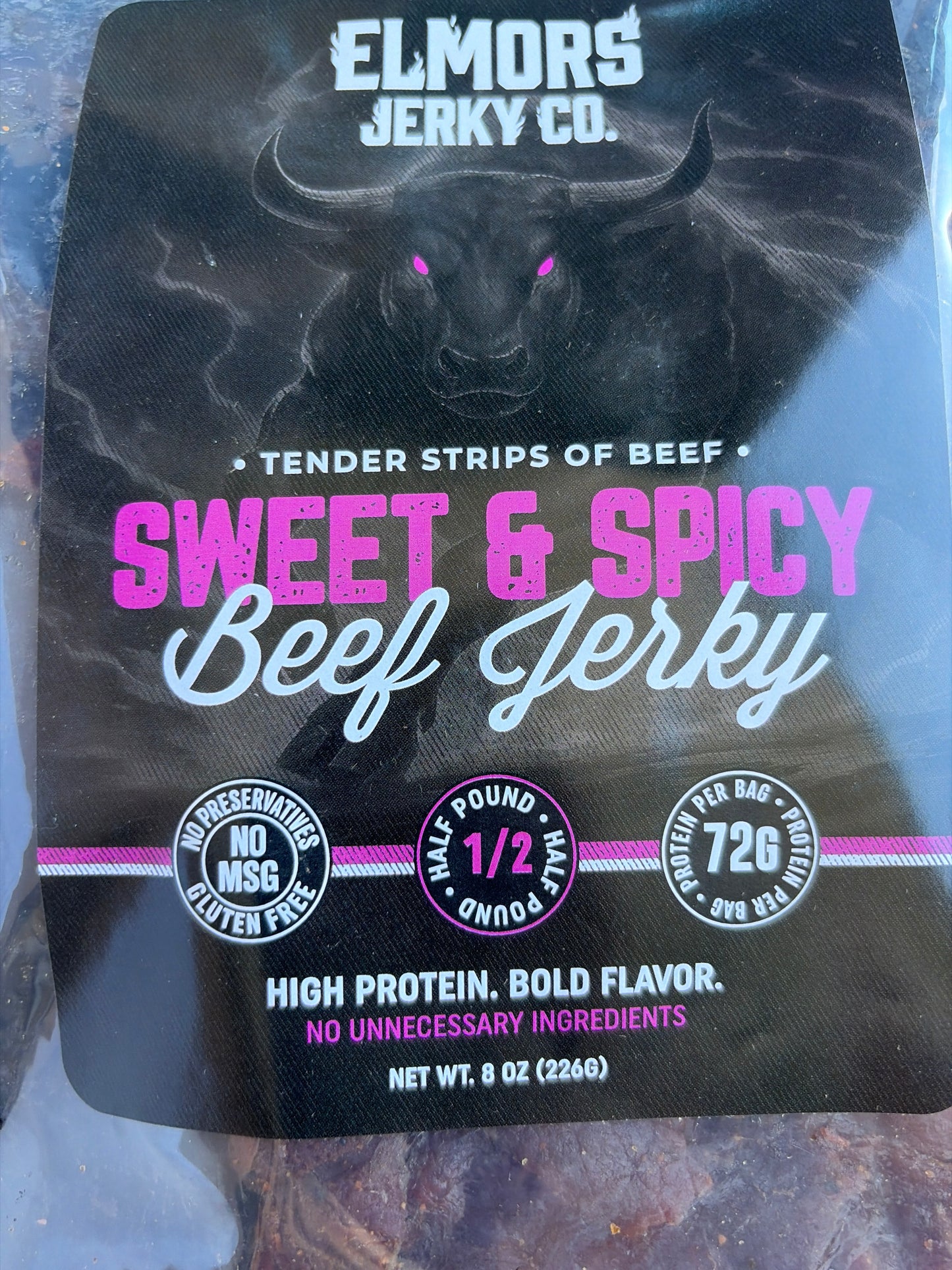 Elmors Jerky co Sweet and spicy 8oz HALF POUND