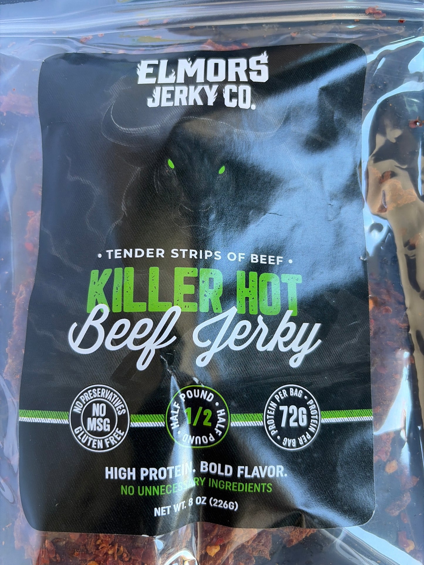 Elmors Jerky co Killer hot 8oz HALF POUND
