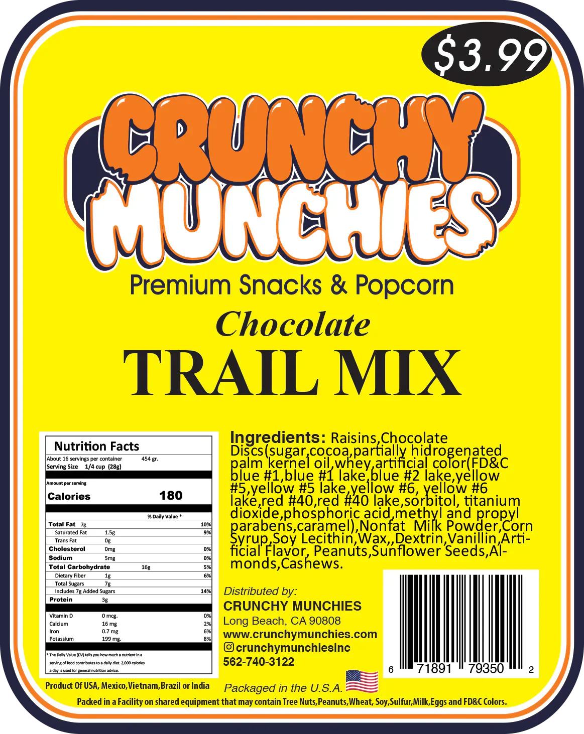 Chocolate Trail Mix- Crunchy Munchies