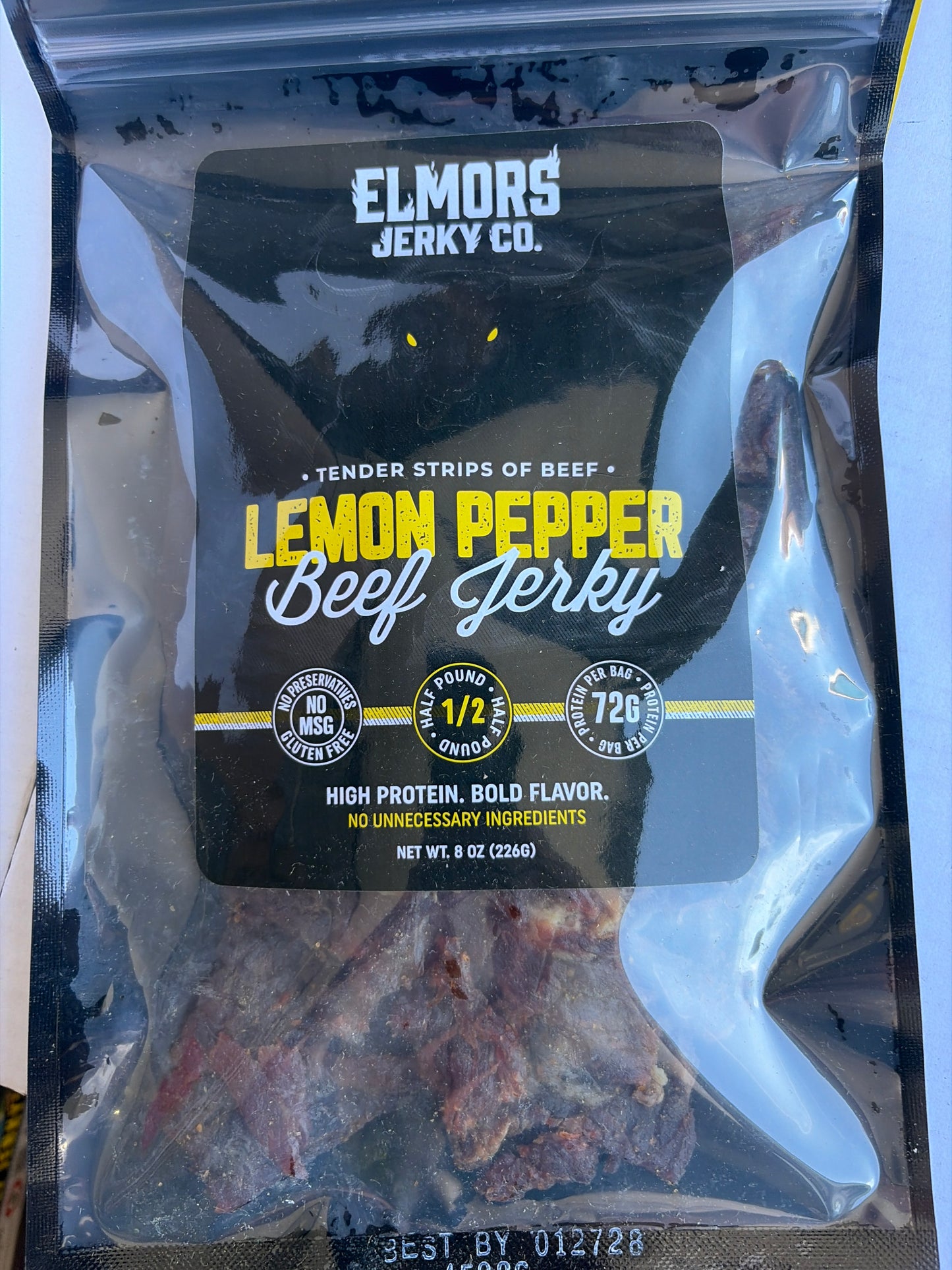 Elmores jerky lemon pepper half pound
