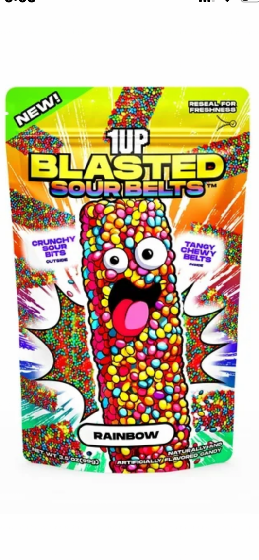 1UP Blasted Sour Belts Rainbow