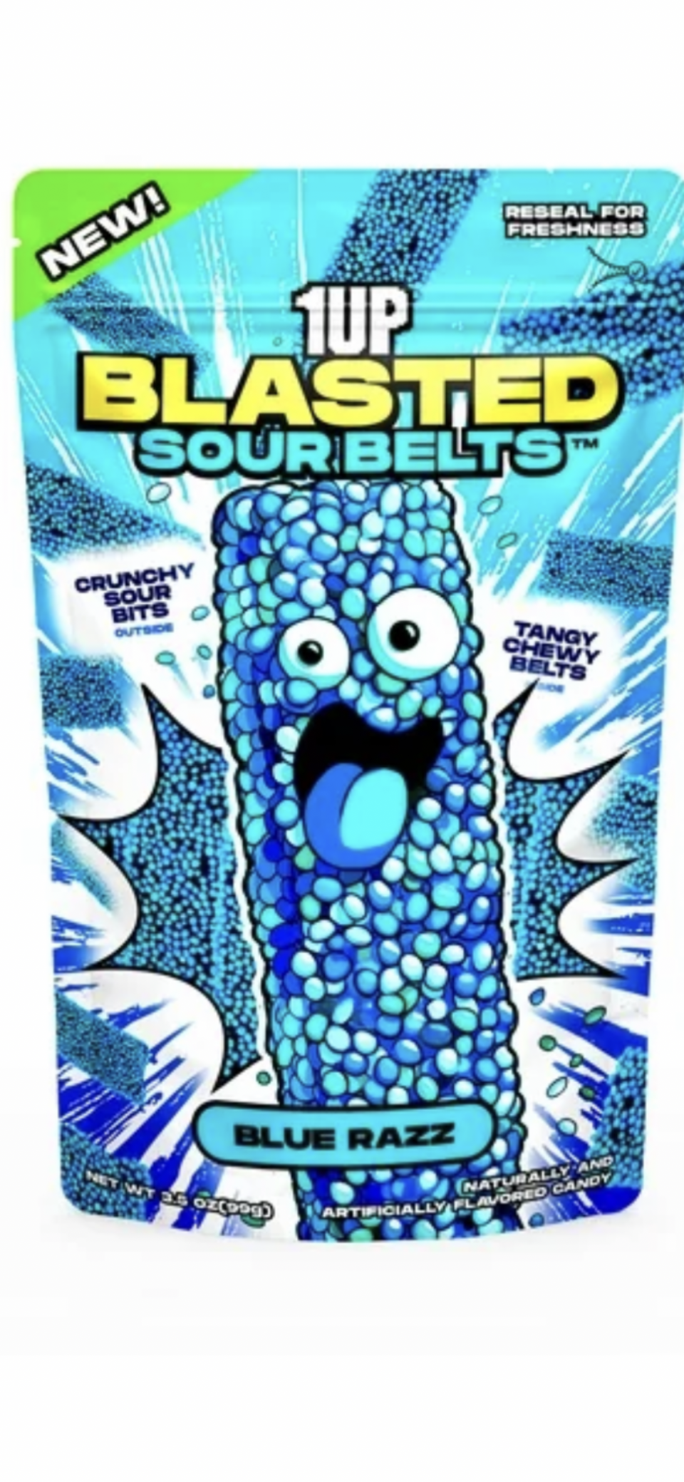 1UP Blasted Sour Belts Blue Raspberry